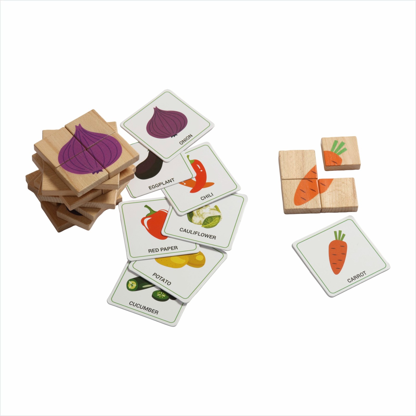 Wooden Vegetables Puzzles 32 PCS with Cards