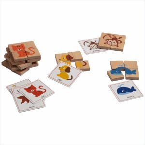 Wooden Animals Puzzles 32 PCS with Flash Cards