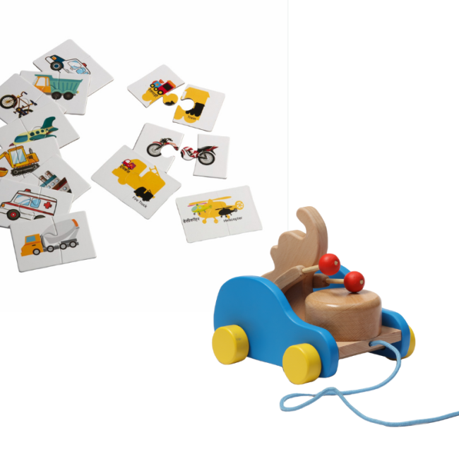 Eco-friendly wooden baby toys set