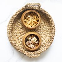 rattan serving tray with handles