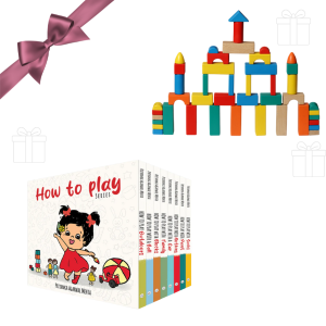 baby shower gift hamper with blocks and board book