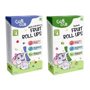 Apple & Blueberry Fruit Roll Ups & Guava Fruit Roll Ups Combo_Pack of 2| Apple & Blueberry  Roll ups pack of  4, 60g  & Guava Fruit Roll Ups  pack of  4, 60g