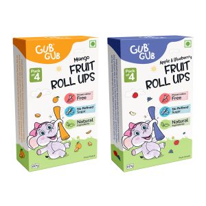 Mango Fruit Roll Ups & Apple Blueberry Fruit Roll Ups  Combo_Pack of 2| Mango Fruit Roll Ups  pack of  4, 60g  & Apple Blueberry Fruit Roll Ups  pack of  4, 60g