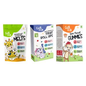 Pineapple & Cocoanut  Milk  Melts + Apple Blueberry Fruit Roll Ups + SORE THROAT  GUMMIES  Combo_Pack of 3