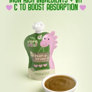 Rorosaur Ready to Eat Fruit & Veggie Baby Food Puree Pouch for 6+ Months Baby 100g each, Pk of 4 | Made with Spinach, Pear & Peas Puree in Pouch