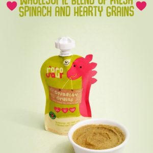 Rorosaur Baby Food Puree Pouch | Ready to Eat Palak Dal with Jowar in Pouch for 6+ Months Baby | Spinach |100g Each, Pk of 4