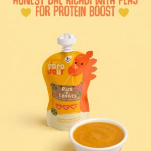 Rorosaur Ready to Eat Dal Khichdi Baby Food Puree Pouch 6+ Months Baby 100g Each, Pk of 4 | with Veggies & Rice | Easy to Digest,100% Natural, No Preservatives, No Sugar, No Salt