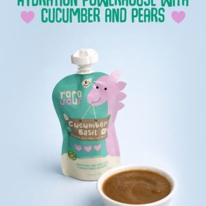 Rorosaur Ready to Eat Fruit & Veggie Baby Food Puree Pouch 100g each, Pk of 4 | Puree with Green Apple, Cucumber & Pear for 6+ Months Baby