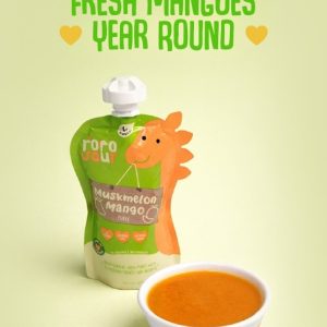 Rorosaur Ready to Eat Muskmelon & Mango Baby Food Puree Pouch | 100g Each, Pack of 4 | For 6+ Months Babies & Toddlers | 100% Natural, No Added Sugar, No Preservatives