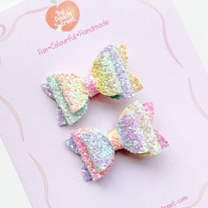 Unicorn glitter micro hair bows for girls on alligator clips