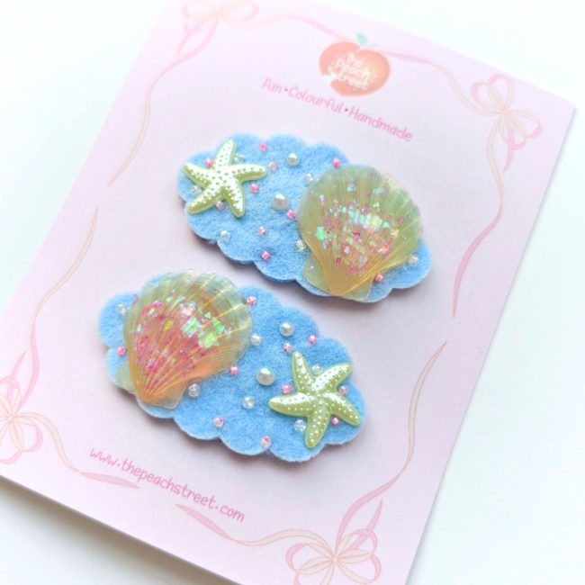 Mermaid Treasure snap clips set for girls with under-the-sea details