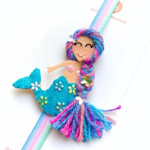 Blue mermaid elastic headband for baby girls by The Peach Street