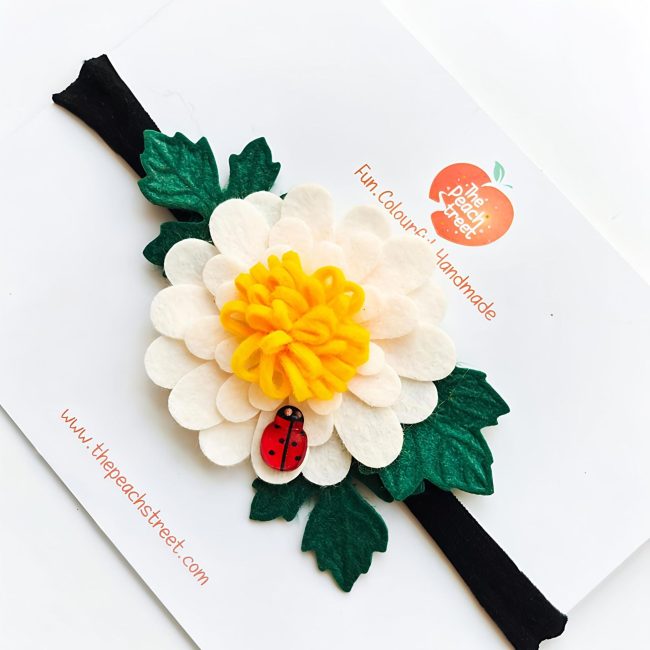 Ladybird Blossom floral headband for babies and toddlers